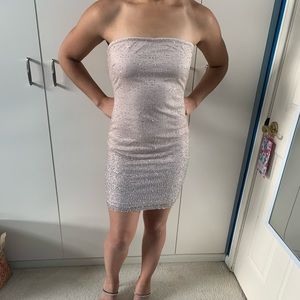 Babyboo Fashion Sparkly Champagne Strapless Dress